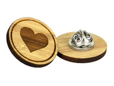 British made bamboo engraved clutch pin badge